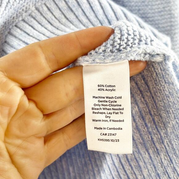 Talbots Button Front Ribbed Breton Long Sleeve Pullover Sweater Blue Small - Picture 6 of 7